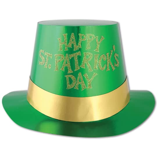 Beistle Glittered St. Patrick's Day Foil Hi Hats, 5ct. in Gold | Michaels®